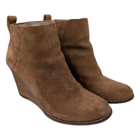 Lucky Brand Yezzah Oiled Suede Booties Womens Honey Brown Ankle Boots Sz 8.5 - Picture 6 of 14